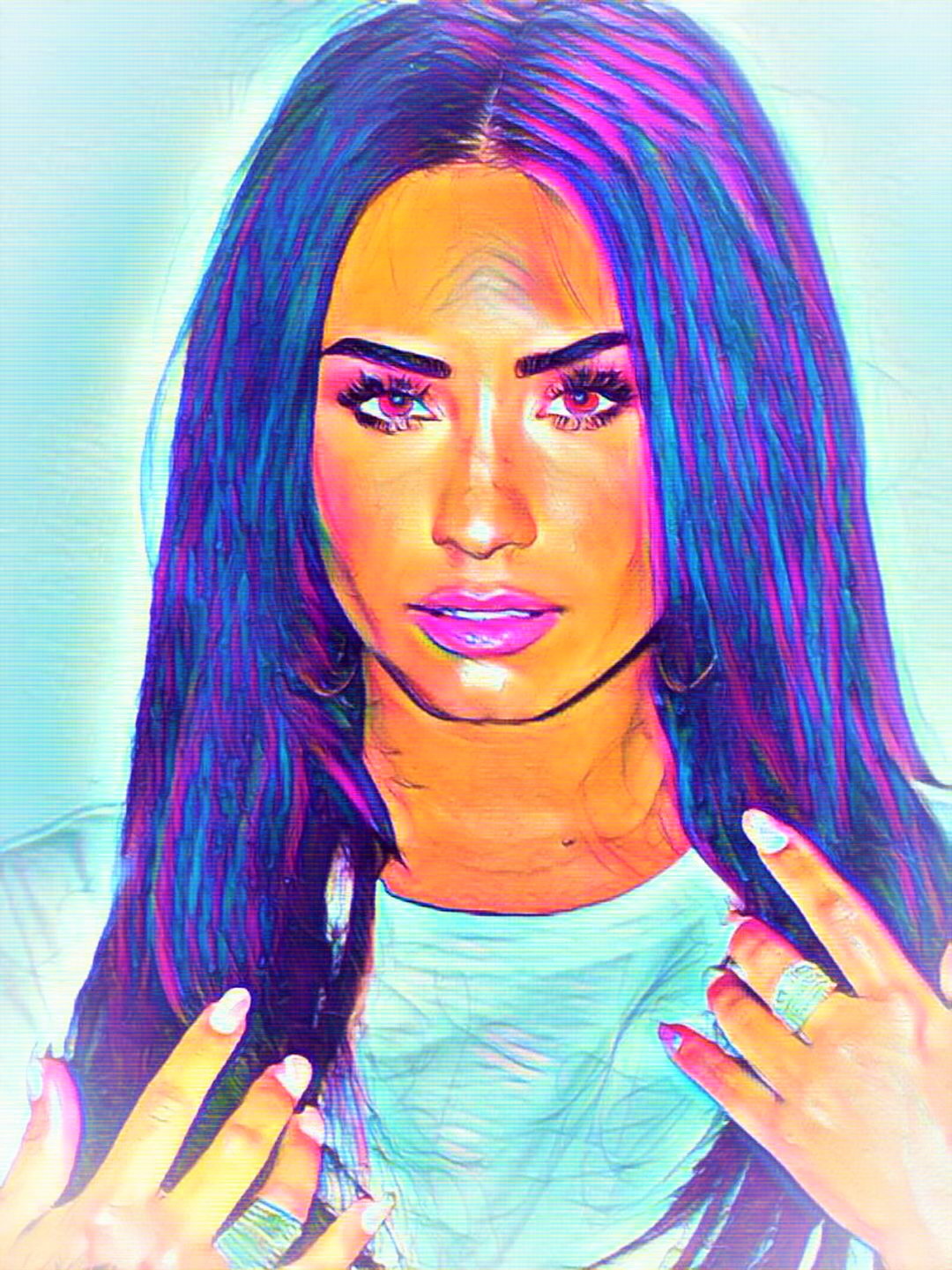 Demi Lovato Vibrant Abstract Portrait | 08
