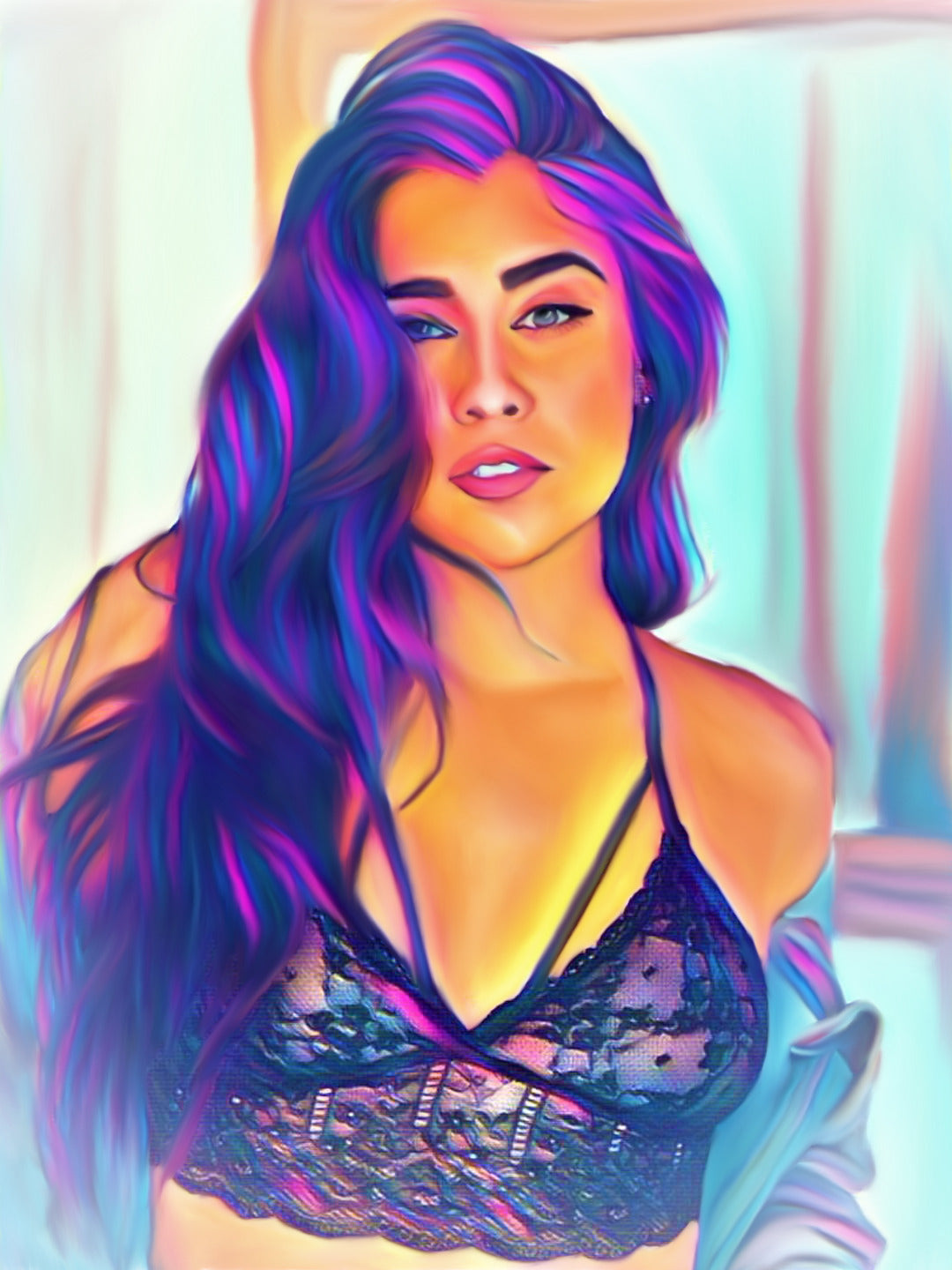 Lauren Jauregui Fifth Harmony Vibrant Abstract Portrait | 01