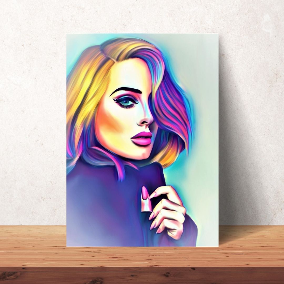 Abstract vibrant smooth digital colourful drawing artwork of Adele for poster digital download