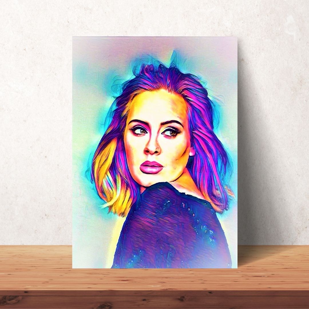 Abstract vibrant colourful drawing artwork of Adele for poster digital download