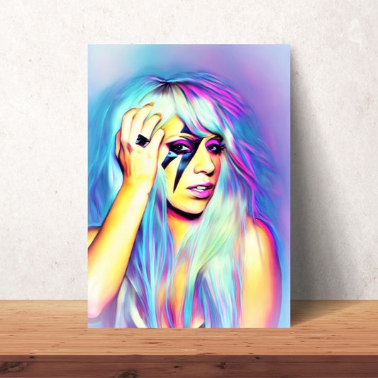 poster of colourful painting of lady gaga downloadable