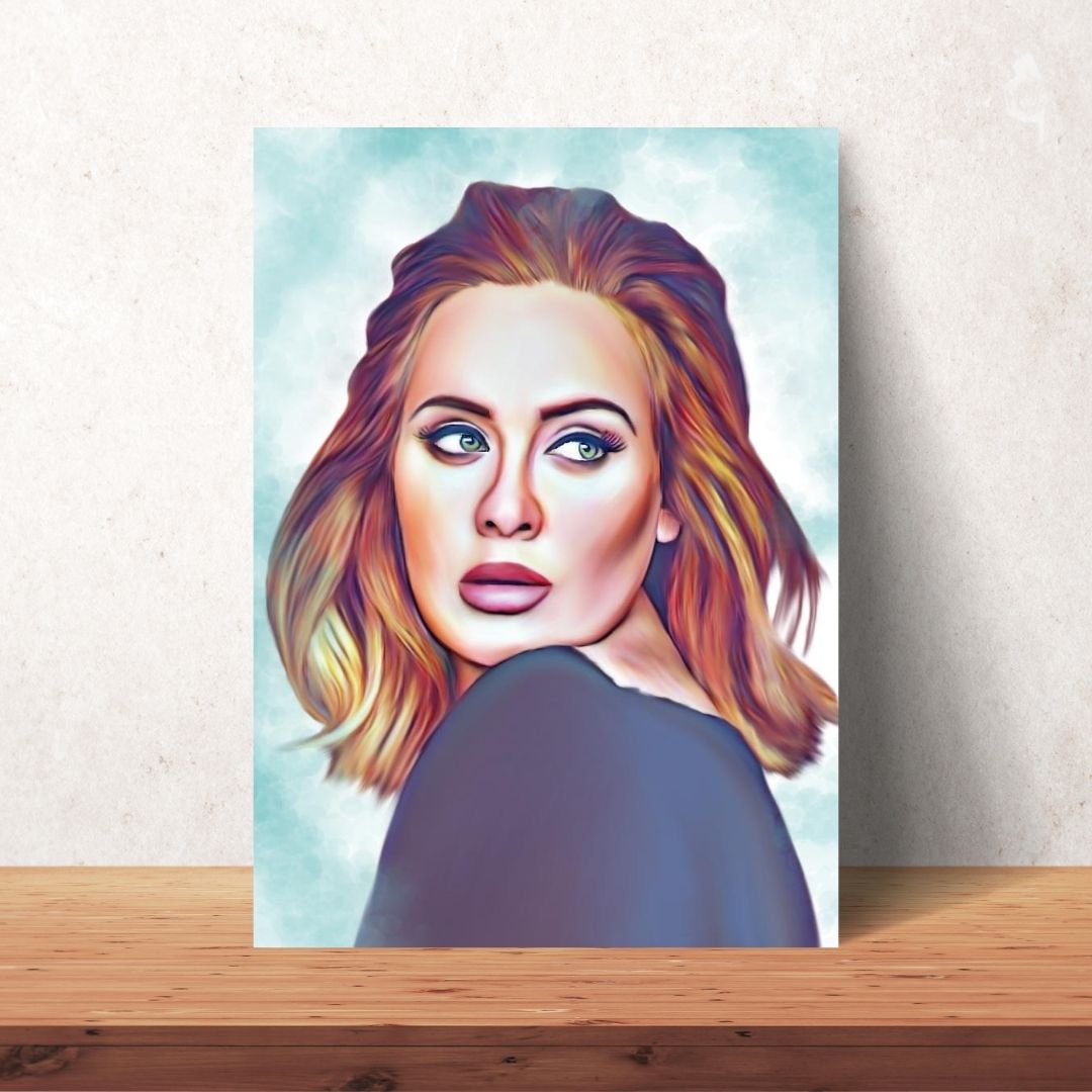 digital download of abstract portrait drawing of adele