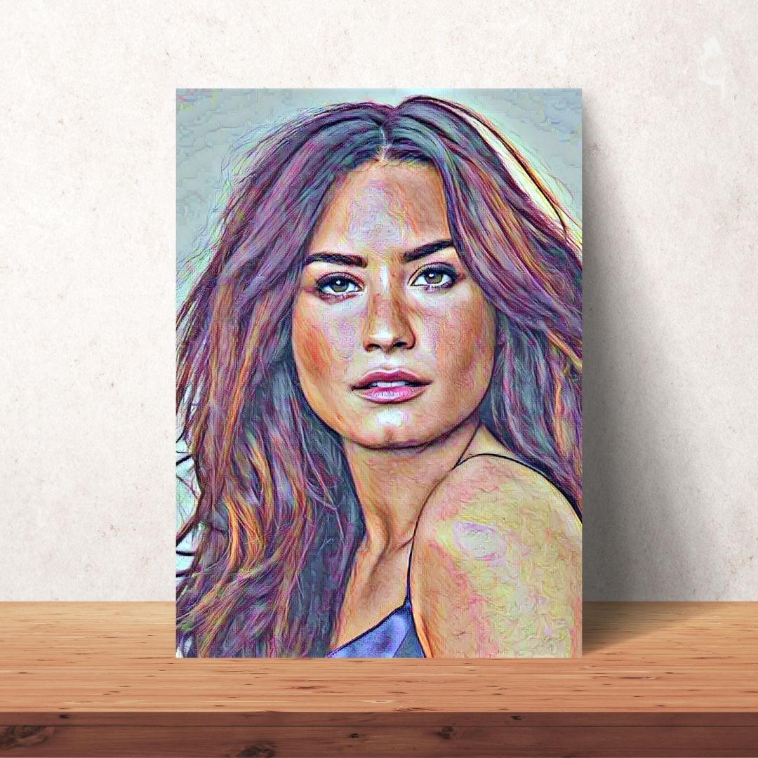 poster of a demi lovato coloured drawing portrait for home decor or gift