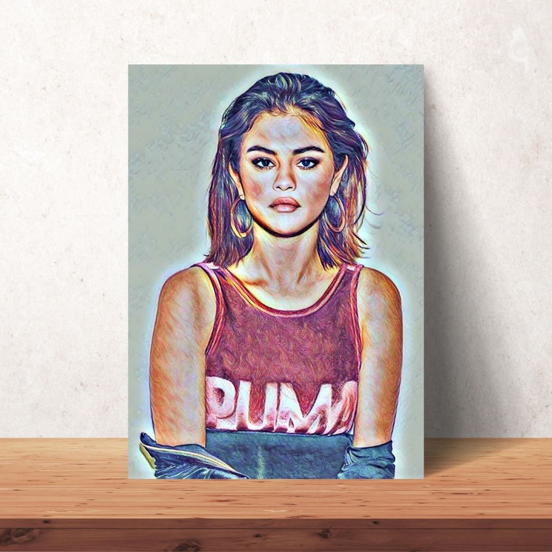 selena gomez portrait in colour pencil digital download