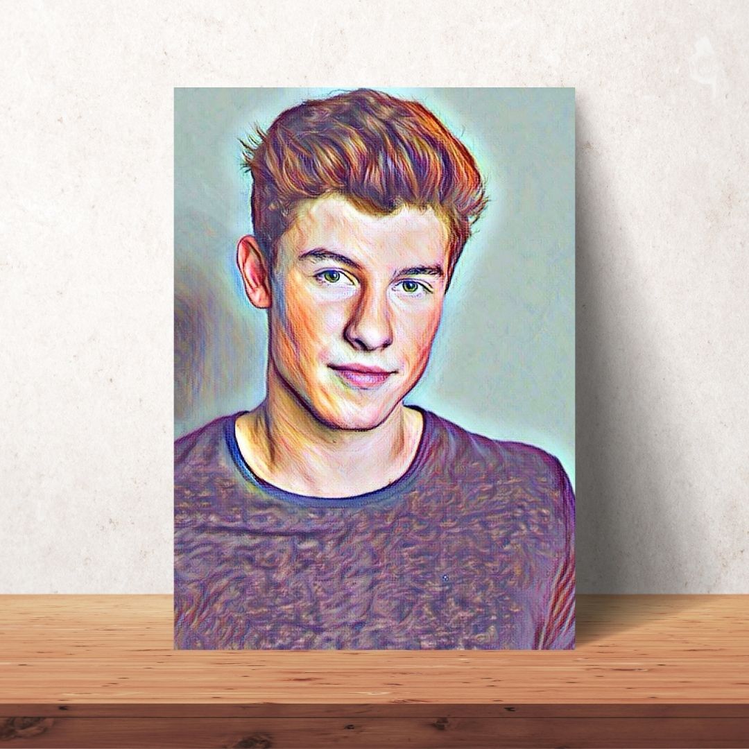 potrait of shawn mendes in colour pencil as a digital download