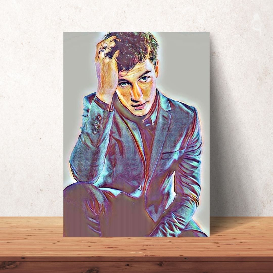 coloured drawing portrait of shawn mendes downloadable