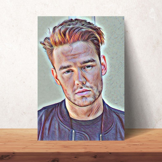 coloured drawing poster of Liam payne from one direction with brown hair digital download