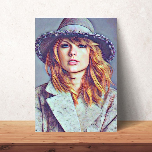 digital download of a coloured drawing portrait of Taylor swift