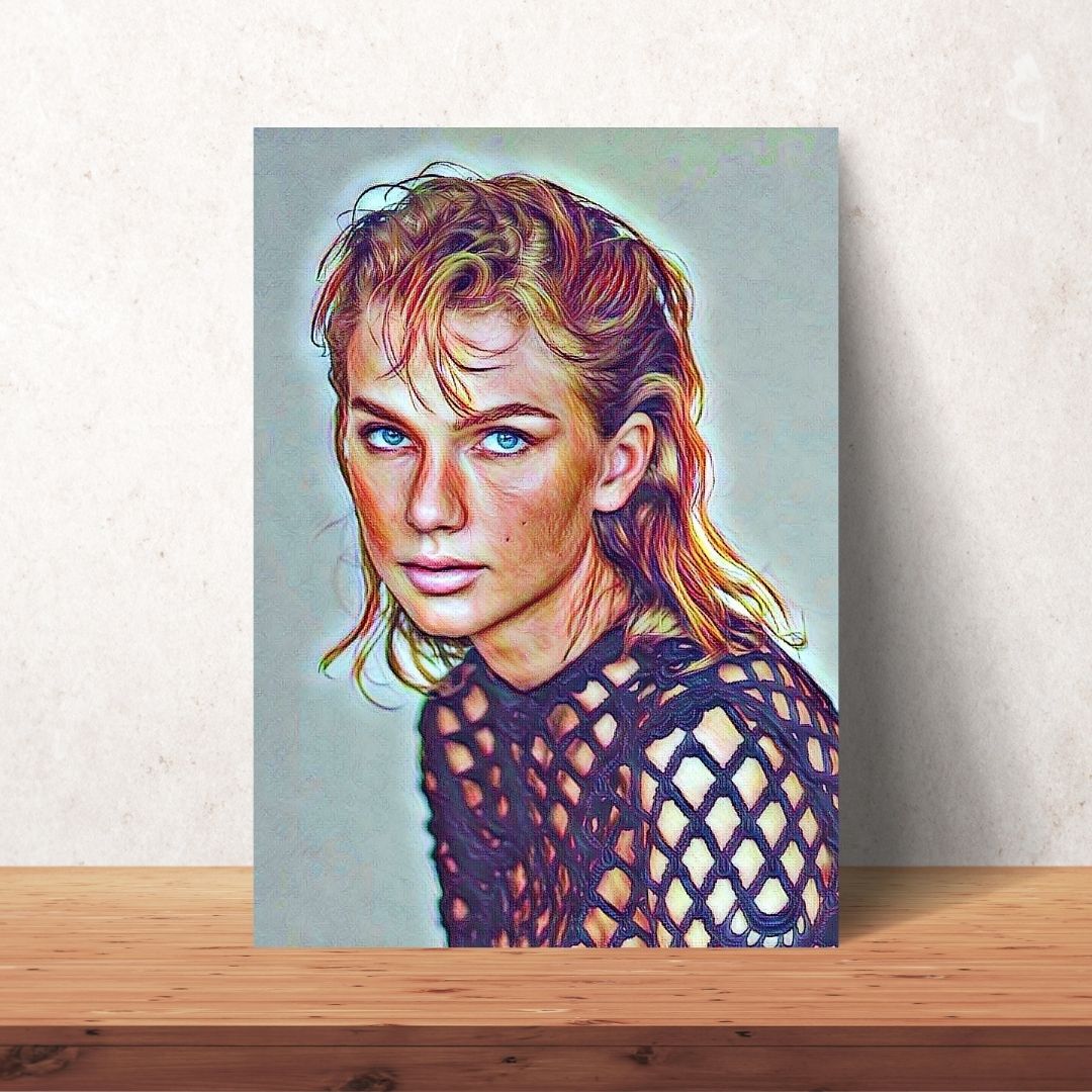 coloured drawing portrait digital download of taylor swift