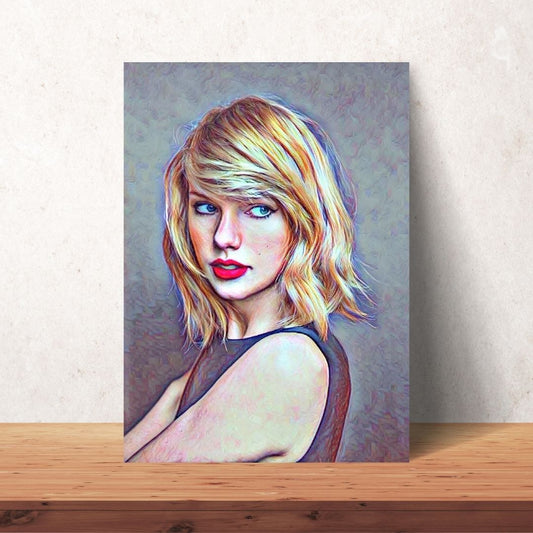 coloured drawing of blonde taylor swift portrait as a digital download