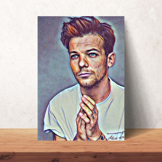 poster of louis tomlinson from one direction coloured drawing portrait downloadable