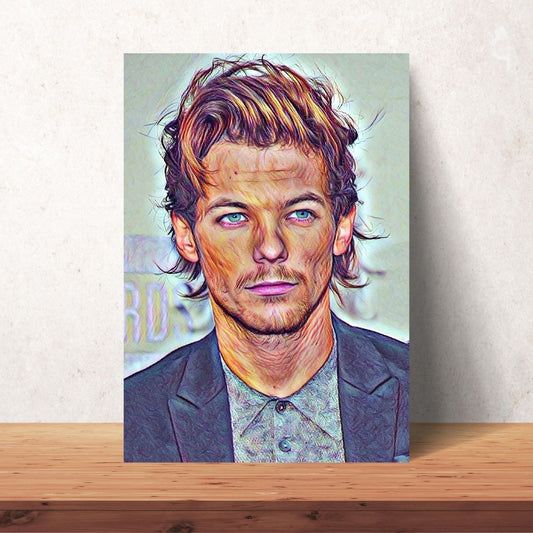 poster of louis tomlinson from one direction in coloured pencil as a digital download