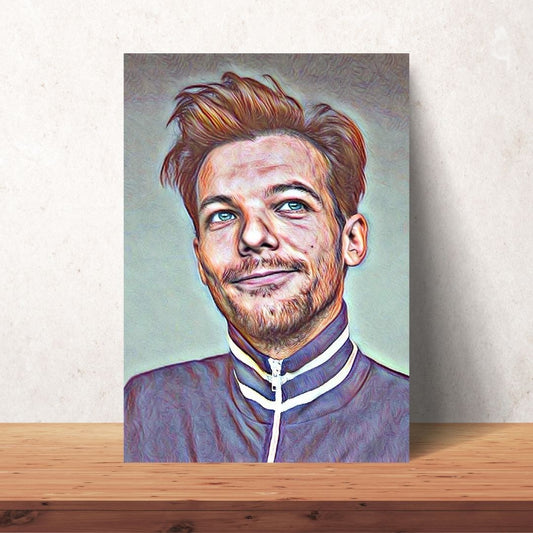 poster of louis tomlinson with a sweet smile former one direction. Digital downloadable drawing