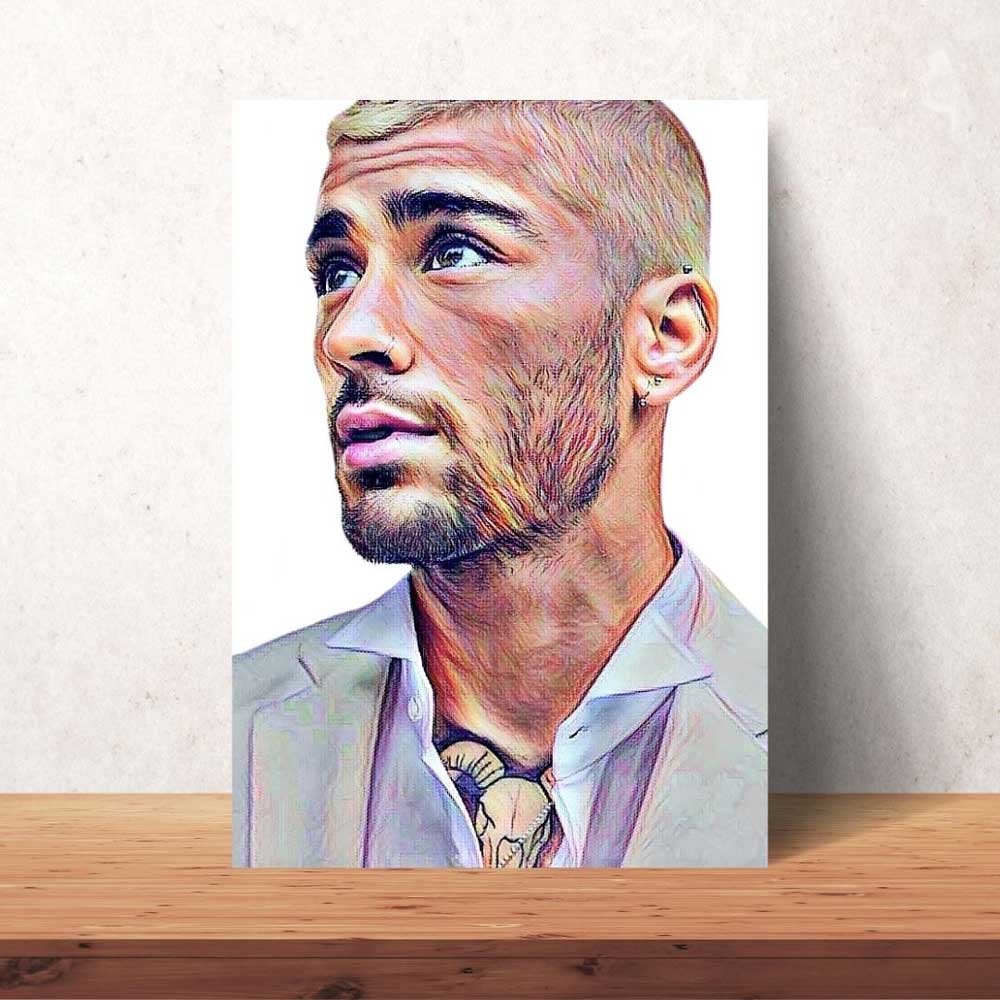 zayn malik poster wearing a white blazer and blonde hair for fans