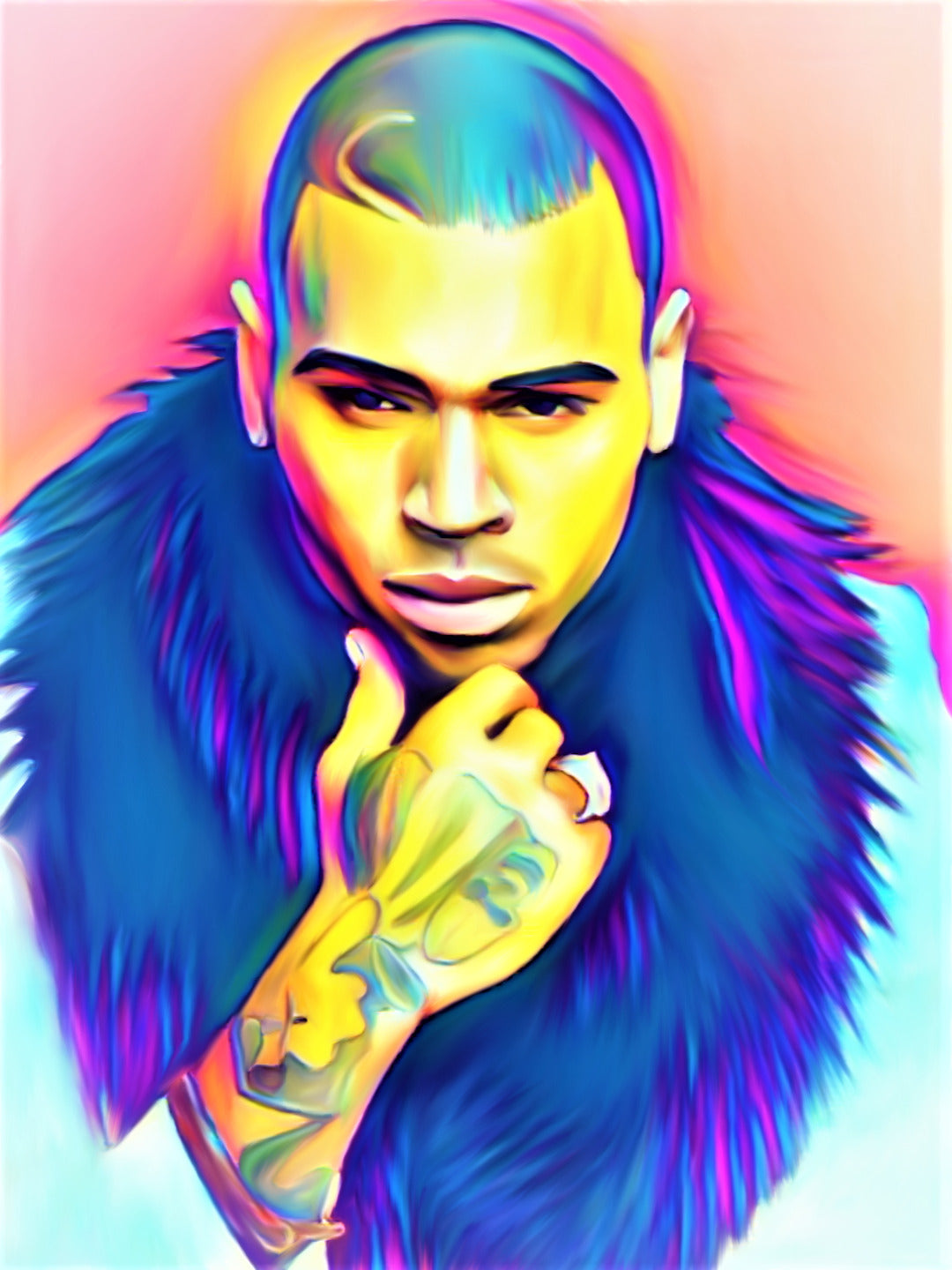 Chris Brown Vibrant Abstract Portrait | 01