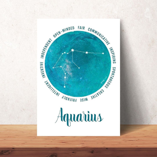 blue Aquarius zodiac cosmic poster digital download