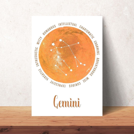 yellow Gemini zodiac cosmic poster digital download