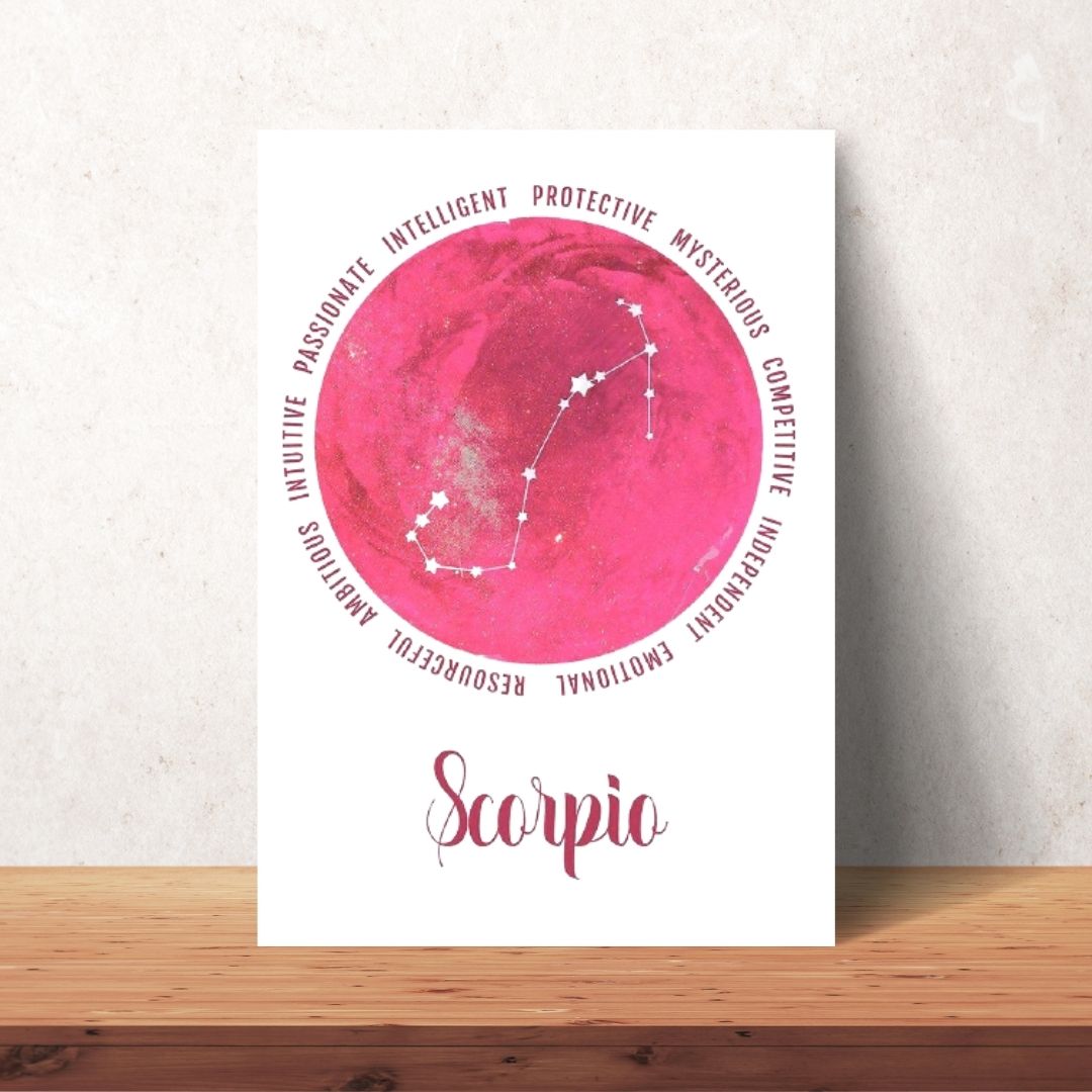 pink Scorpio zodiac cosmic poster digital download