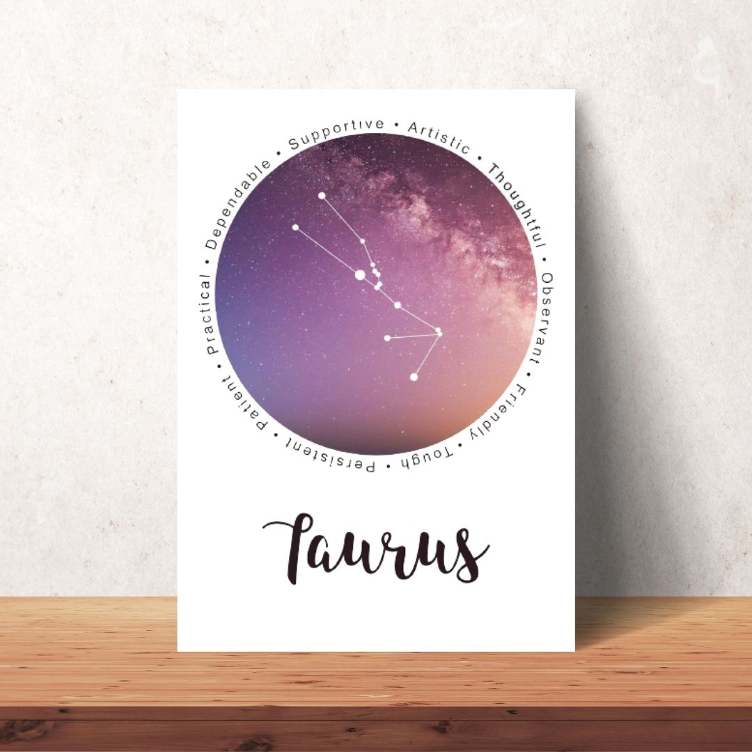 taurus zodiac cosmic poster digital download