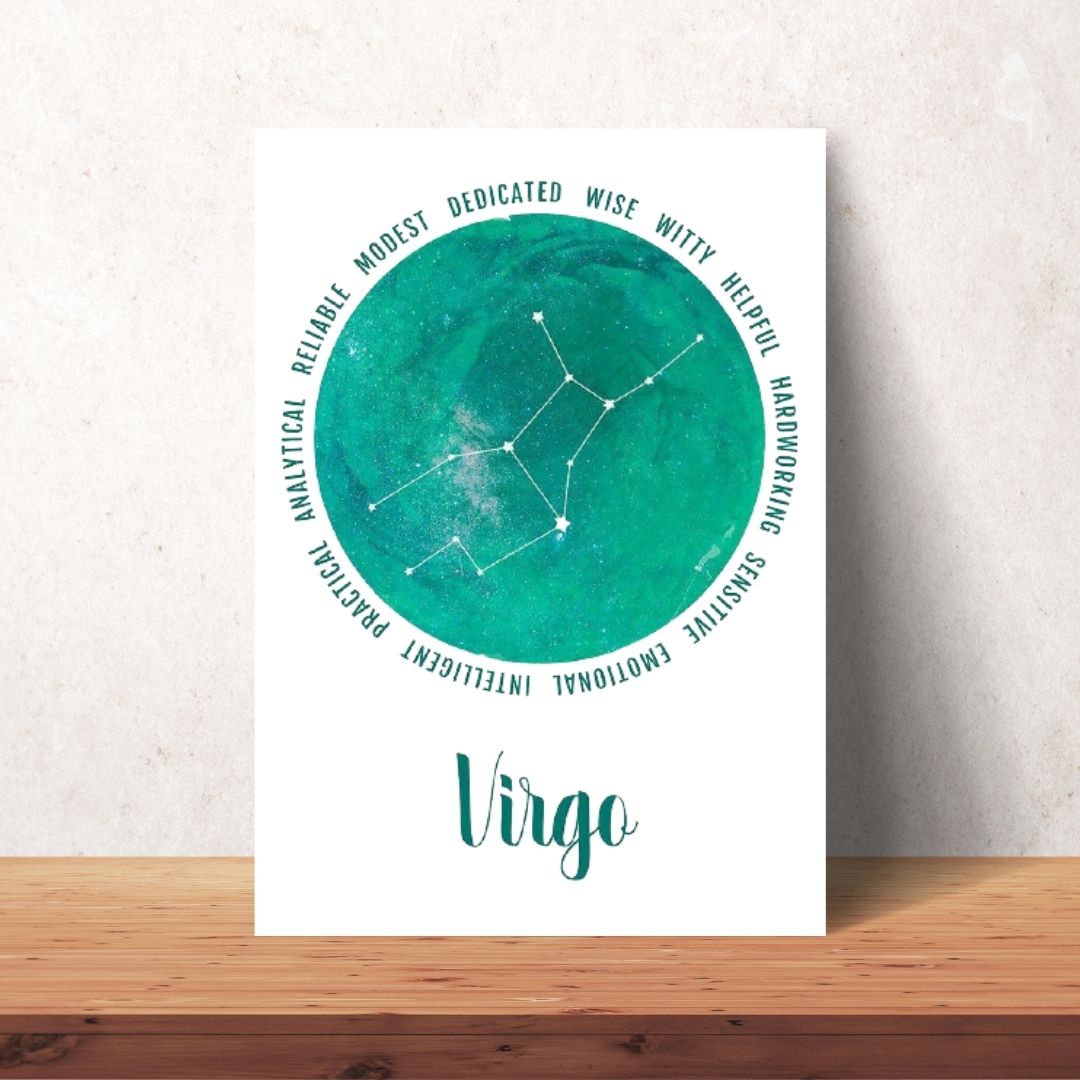 green Virgo zodiac cosmic poster digital download