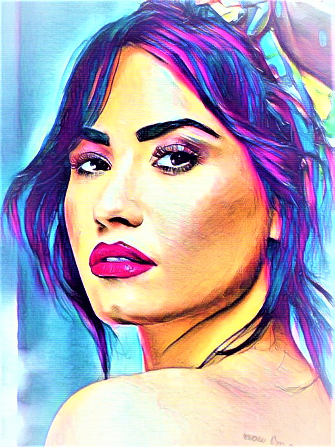 Demi Lovato Vibrant Abstract Portrait | 03