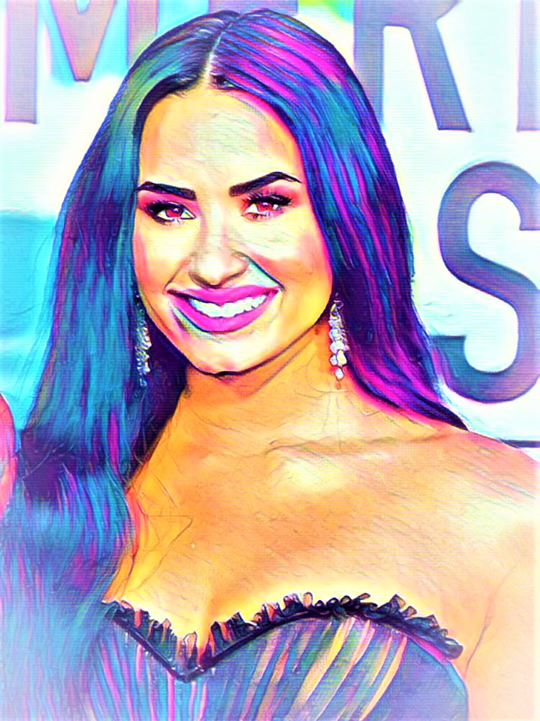 Demi Lovato Vibrant Abstract Portrait | 06