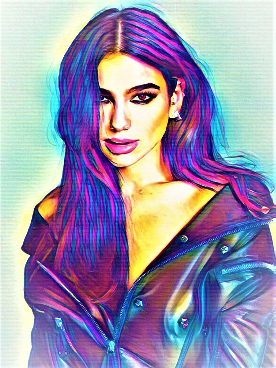 Dua Lipa Vibrant Abstract Portrait | 01