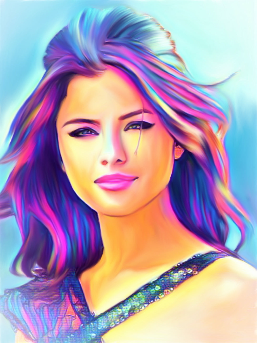 Selena Gomez Vibrant Abstract Portrait | 04