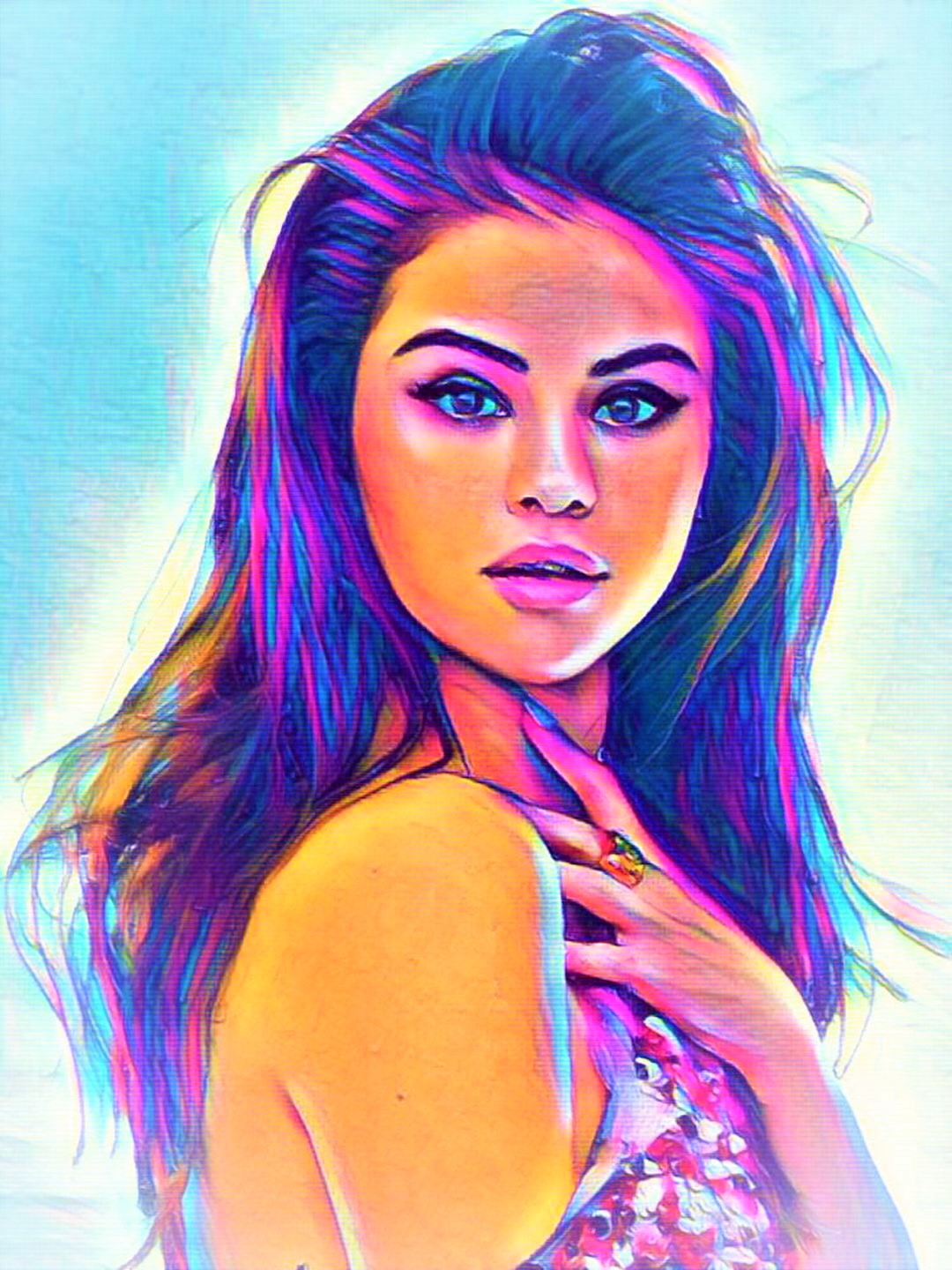 Selena Gomez Vibrant Abstract Portrait | 07
