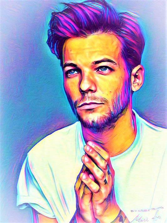 Louis Tomlinson One Direction Vibrant Abstract Portrait | 01