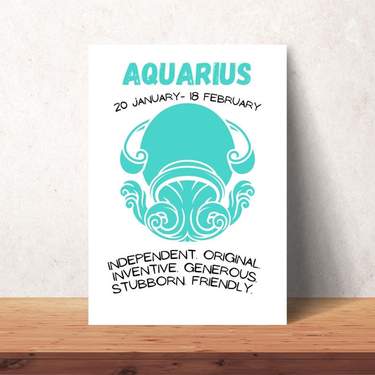 blue aquarius zodiac sign poster digital download