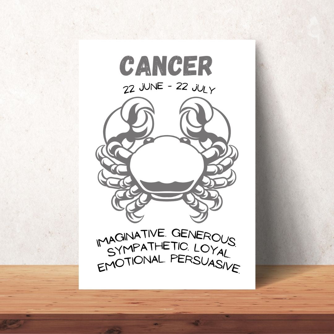 black cancer zodiac sign poster digital download