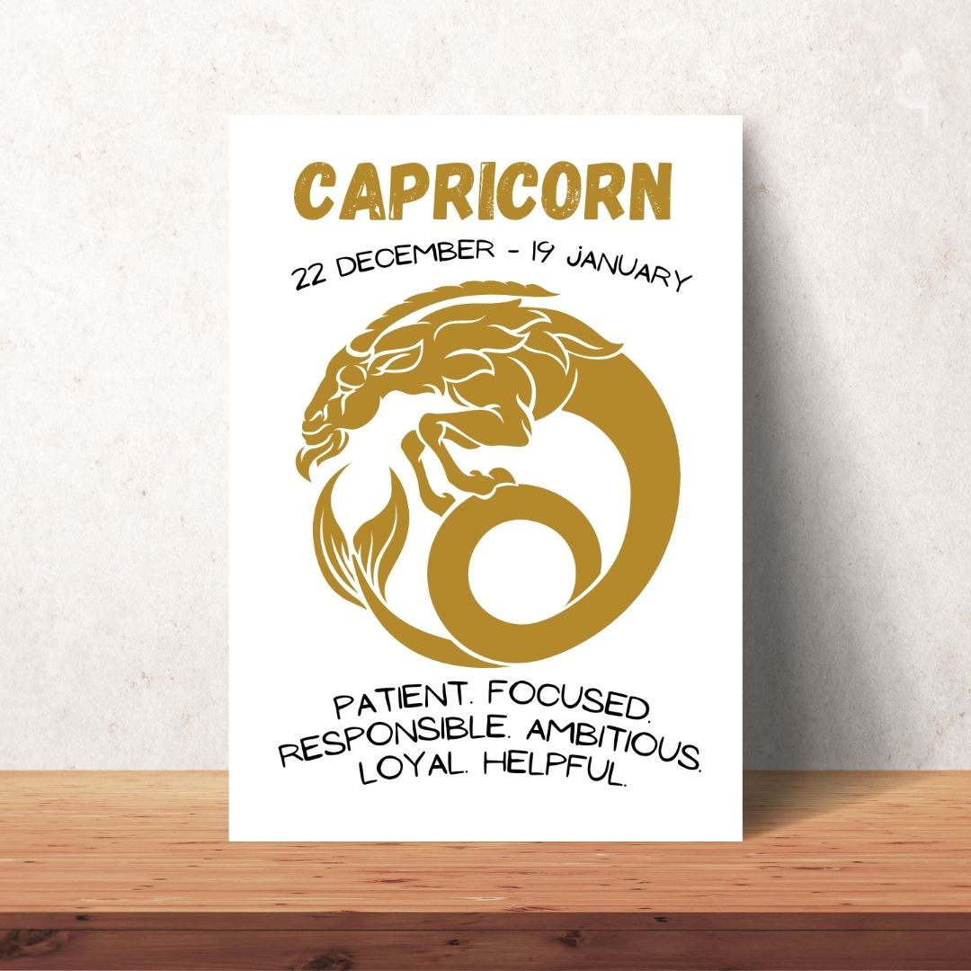 brown capricorn zodiac sign poster digital download