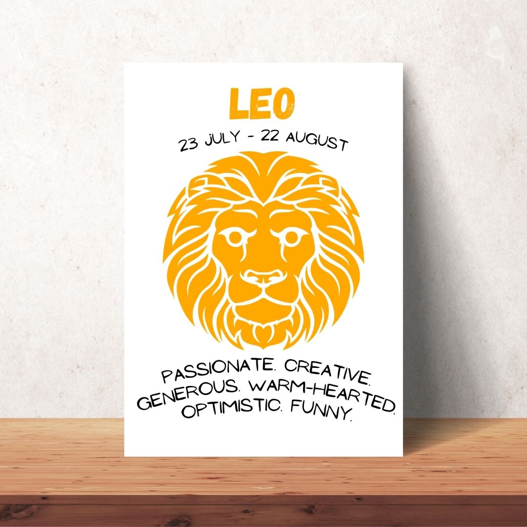 orange leo zodiac sign poster digital download