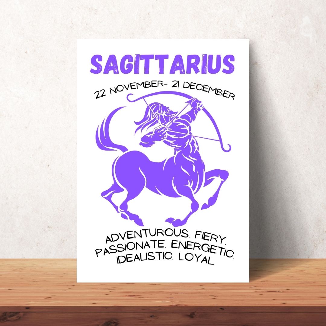 purple sagittarius zodiac sign poster digital download