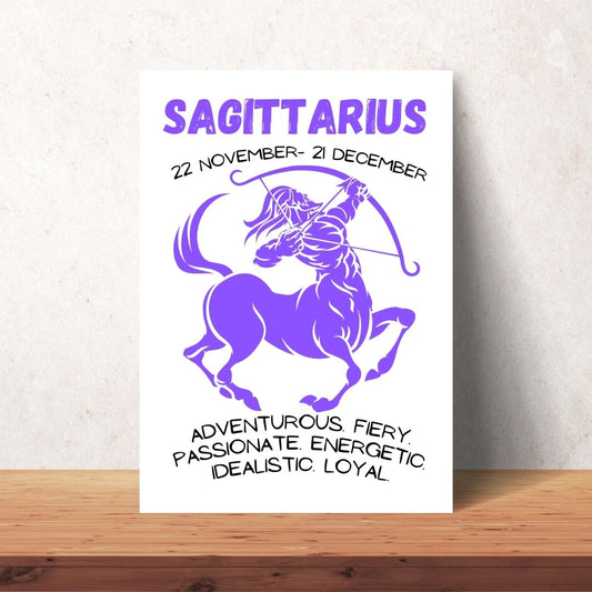 purple sagittarius zodiac sign poster digital download