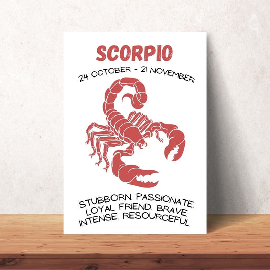 red scorpio zodiac sign poster digital download