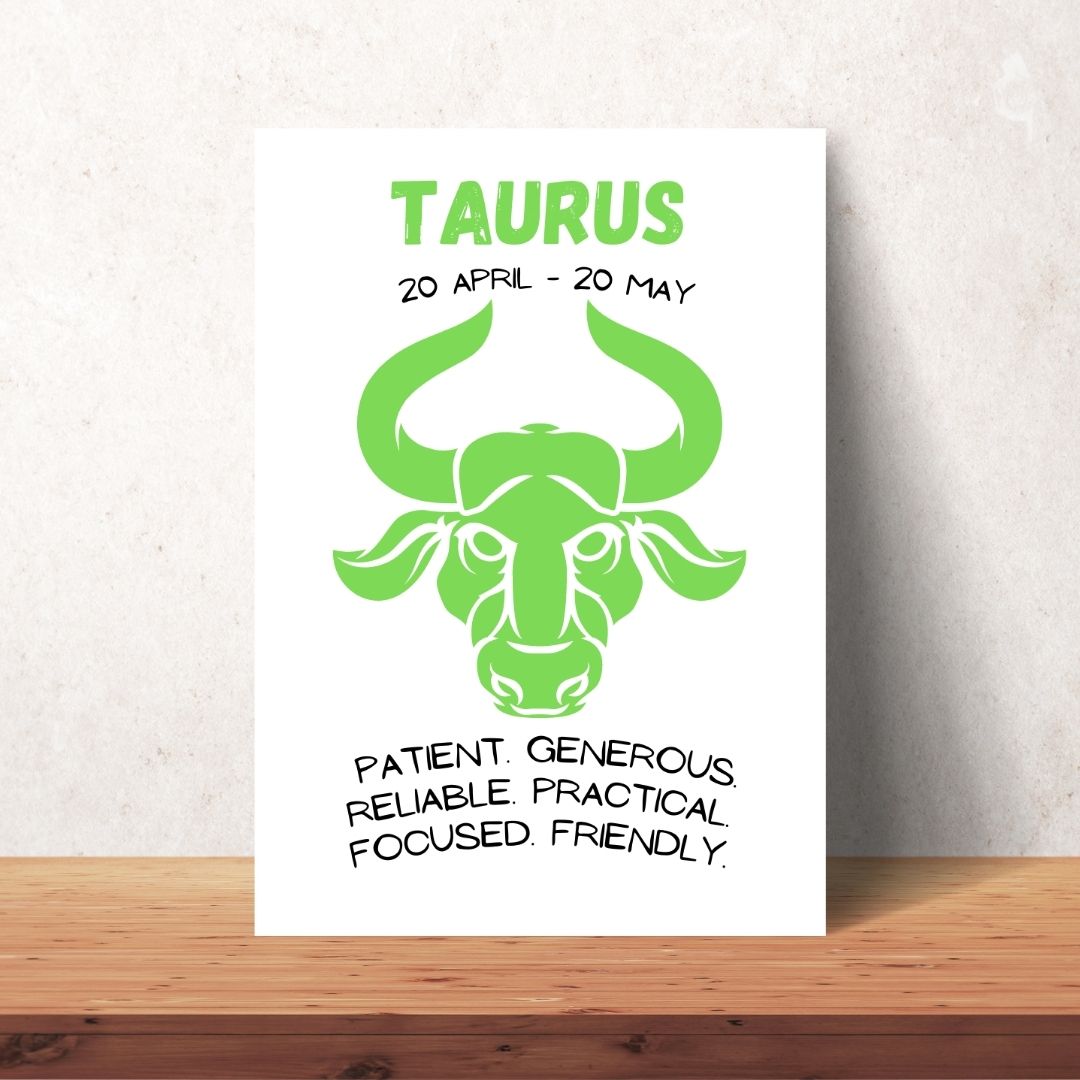 green taurus zodiac sign poster digital download