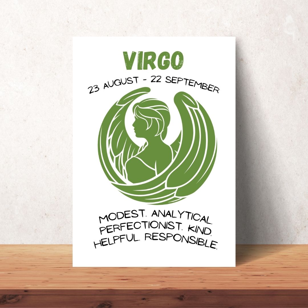 green virgo zodiac sign poster digital download